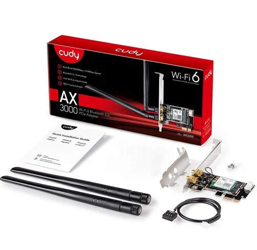 Adaptador WIFI PCIE Cudy AX3000 Dual-Band Wifi 6 - Bluetooth 5.2 - WE3000