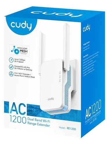 Amplificador de Señal Cudy - Dual Band - Wifi 6 - Whole-Home Mesh - Blanco - RE1200
