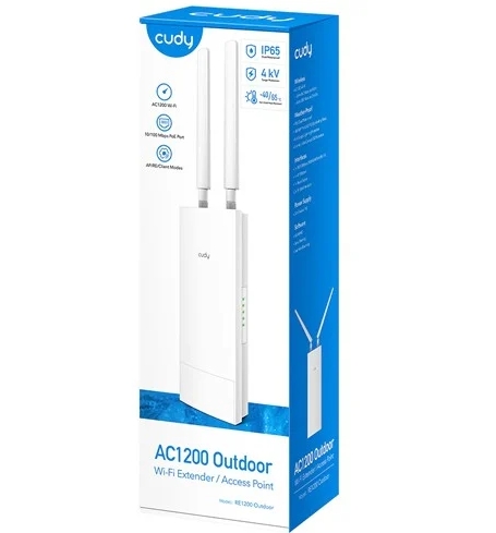 Amplificador de Señal Cudy - AC1200 Indoor/Outdoor Wifi Extender / Access Point - Blanco - RE1200
