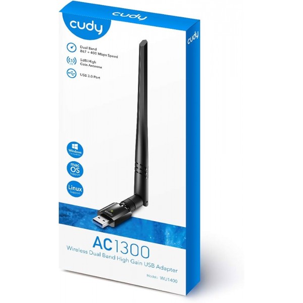 Adaptador WIFI USB Cudy AC1300 Wireless Duali-Band - WU1400