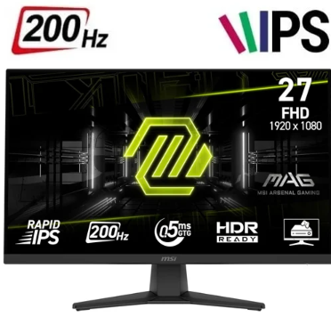 Monitor MSI MAG 272F - 27" - IPS - FHD - 0.5MS - 1920x1080 - 200Hz - Negro - 9S6-3CE51T-002