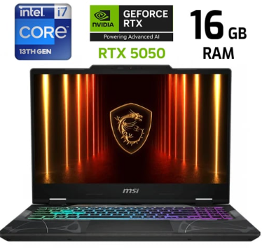 Laptop MSI Cyborg 15 - I7-13620H - 512GB SSD - 16GB DDR5 - RTX5050 8GB - Translucent Black - 9S7-15Q342-664