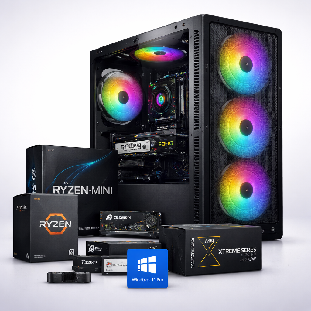 PC M-TEK Ryzen 5 5500 AM4, A520M-HVS, 1TB SSD, 16GB RAM DDR4, MSI RTX 5050 8GB, CASE AEROCOOL RIDER MINI, FUENTE 800W XTREME SERIES, WINDOWS 11 PRO .
