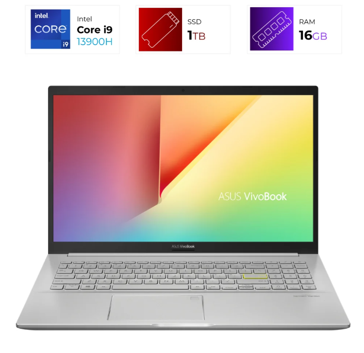 Laptop Asus Vivobook I9-13900H - SSD 1TB - 8GB+8GB DDR4 - W11H - 90NM10N2-M0XR0