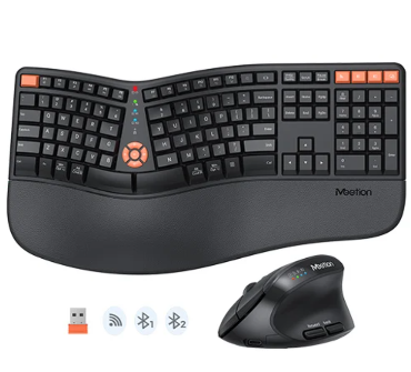 Combo Teclado y Mouse Ergonomico Meetion DirectorC2 - Wireless - ENG - Negro - DirectorC2