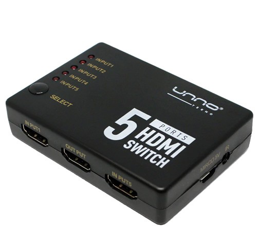 [CAB0081] Switch Box UNNO TEKNO HDMI 4k 5 entradas - 1 salida - HB1203BK