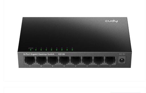 [SW1002] Switch Cudy 8 Puertos 10/100/1000 Mbps - Negro - GS108