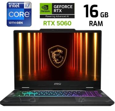 [LP1752] Laptop MSI Cyborg 15 - I7-13620H - 512GB SSD - 16GB DDR5 - RTX5060 8GB - Translucent Black - 9S7-15Q342-663
