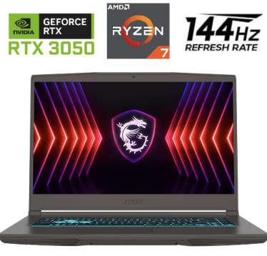 [LP1755] Laptop MSI ThinA15 B7UC - Ryzen 7 7735HS - Geforce RTX 3050 4GB DDR6 - SSD 512GB - 16GB DDR5 - 15.6" FHD - Comsos_Gray Windows 11 Pro