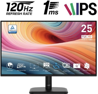 [MT2720] Monitor MSI PRO MP251L E2 - 24.5" - FHD - 1MS - 120Hz - Negro - 9S6-3PD2CM-021