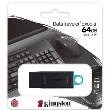 [USB0060] Memoria USB Kingston DataTraveler Exodia 64GB 3.2 - Negro Celeste - DTX/64GB-TW-SP