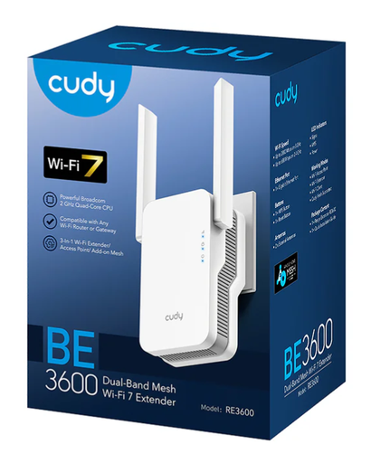 [WIFI0116] Extensor de Red Cudy BE3600 - Dual Band - Wifi7 - Blanco - RE3600_US V1.0