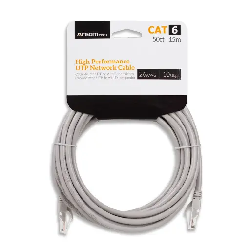 [CAB0181] Cable UTP Argom Tech CAT6 -  50ft- 15m - 26AWG - 10GBPS - Gris - ARG-CB-1555