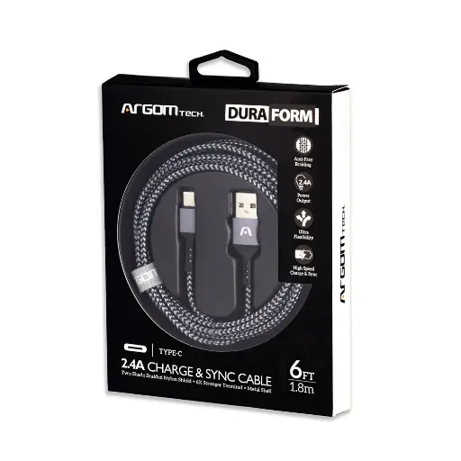 [CAB0503] Cable Argom Tipo C a USB 2.0 Nylon - 1.8M - ARG-CB-0025BK