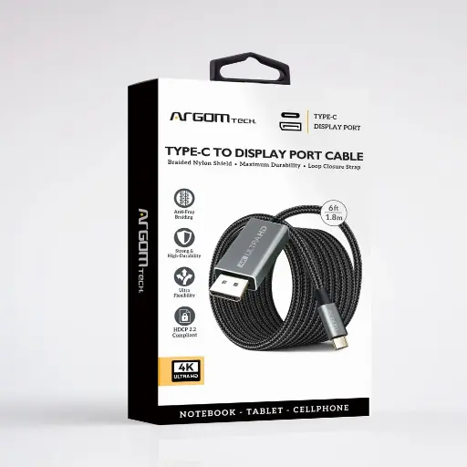 [CAB0522] Cable Argom Tipo-C to Display Port Cable - 4k Ultra HD - 1.8M - ARG-CB-0096