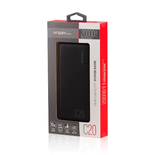 [CEL0941] Powerbank Argom C20 20000mAh - Negro - ARG-PB-1145BK