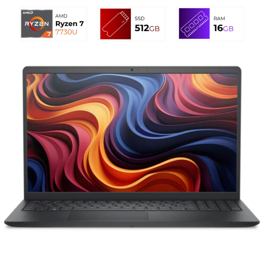 [LP2427] Laptop Dell 15 DC15255 - AMD Ryzen 7 7730U - 16GB - SSD 512GB - AMD Radeon Graphics - W11H - Carbon Black