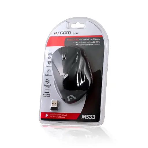 [MO0655] Mouse Argom MS33 Negro Maxi 2.4 Wireless - ARG-MS-0033BK