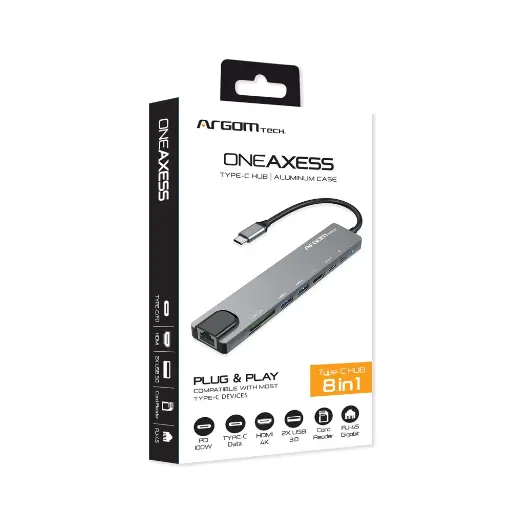 [USB0086] Hub Argom Tech Oneaxess Type C - 8 in 1 - ARG-UB-0093